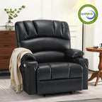 MCombo Oversized Power Lift Recliner Chair for Elderly, Lift Chair with Heat and Massage, Lift Recliner for Big and Tall, Cup Holders, USB &Type C Ports, Faux Leather R7092 (Black, Oversize)