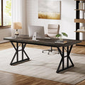 Tribesigns 70.86-Inch Large Executive Desk, Industrial Home Office Computer Desk, Simple Long Writing Study Table Business Furniture (Oak/Black)