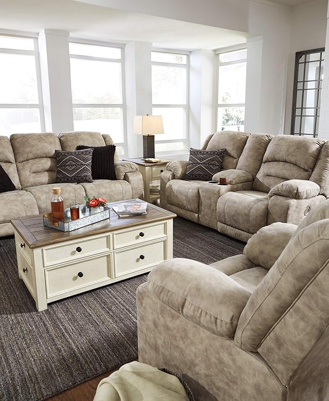 Signature Design by Ashley Bolanburg Lift-Top Coffee Table with Storage Two-Tone Rustic Farmhouse Cocktail Table – Brown/White