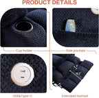 Power Lift Recliner Chair for Adults Oversized Infinite Position Lift Chair for Elderly W/Massage & Heat, Lay Flat Recliner Chair, One-Touch Reset, Cup Holders, Lumbar Pillow, Fabric (Premium, Navy)