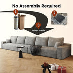 168.1" Oversized Modular Sectional Sofa Upholstered Couches, 5-Seat Cloud Couch for Livingroom Apartments,Deep Seat Pet-Friendly Fabric, No Assembly Required (Gray)