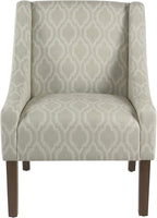 Homepop Home Decor | Upholstered Classic Swoop Arm Accent Chair | Accent Chairs for Living Room & Bedroom | Decorative Home Furniture,Tan Geometric