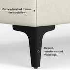SIMPLIHOME Ava Ottoman in 100% Recycled Polyester Tightly Woven Performance Fabric, Cream, 36-inch Wide, Mid-Century Modern Style Multipurpose Table or Footrest Ottoman, Assembled,for Living Room