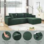 PELUMY 108.7" L-Shaped Modular Sectional Sofa with Oversized Chaise, Cloud Couch with Memory Foam, No Assembly Required Sleeper Sofa for Small Space Living Room, Apartment (Green, Corduroy)
