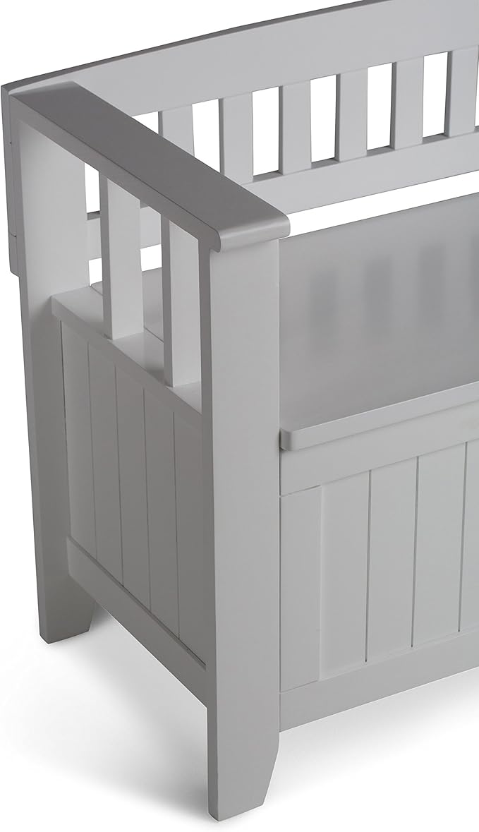 SIMPLIHOME Acadian Entryway Storage Bench - 48 inch Wide Solid Wood Hallway Seat in White, Transitional Bench for Entryway or Living Room with Lift-Up Lid and Spacious Storage
