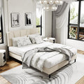 Queen Size Platform Bed Frame with Upholstered Headboard, Wooden Slats Support, Noise Free, No Box Spring Needed, Easy Assembly, Beige, Velvet