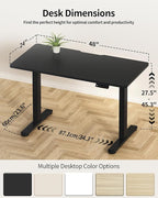 Okin Standing Desk Electric Adjustable Computer Whole Piece Stand up Desk Office Gaming Home Office Memory Desks 48x24 inches Black