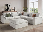 EASE MOOSE Boneless Modular Cloud Couch, Oversized L-Shaped Sectional Sofa for Living Room with Ottoman, Extra Large Movable Couches, 6-Deep-Seat Sofas for Bedroom, Apartment, Chenille (White)