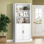 71.4" Tall Bookshelf with Cabinet, 5-Tier Floor Standing Bookcase with Doors & Adjustable Shelves, 31.5" Wide Storage Shelf, Metal Handles, Modern Organizer for Home Office, Living Room