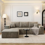 107.5" Cloud Modular Sectional Sofa Couch with L-Shape Chaise,Modern Minimalist Upholstered Couches for Living Room Bedroom,Deep Seat Corner Couch，No Assembly Required (Camel,Left Facing Chaise)