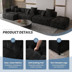 WJShome 119" L Shaped Sectional Couch,Modern Modular Sofa with Ottoman,Linen Deep Loveseat with Pillows Couches for Living Room, Bedroom and Apartment,Black