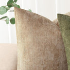 Foindtower Pack of 2 Textured Chenille Throw Decorative Pillow Covers Square Accent Solid Cushion Cover Neutral Farmhouse Pillow Case for Couch Sofa Bedroom Living Room 22x22 Inch,Taupe Khaki Camel