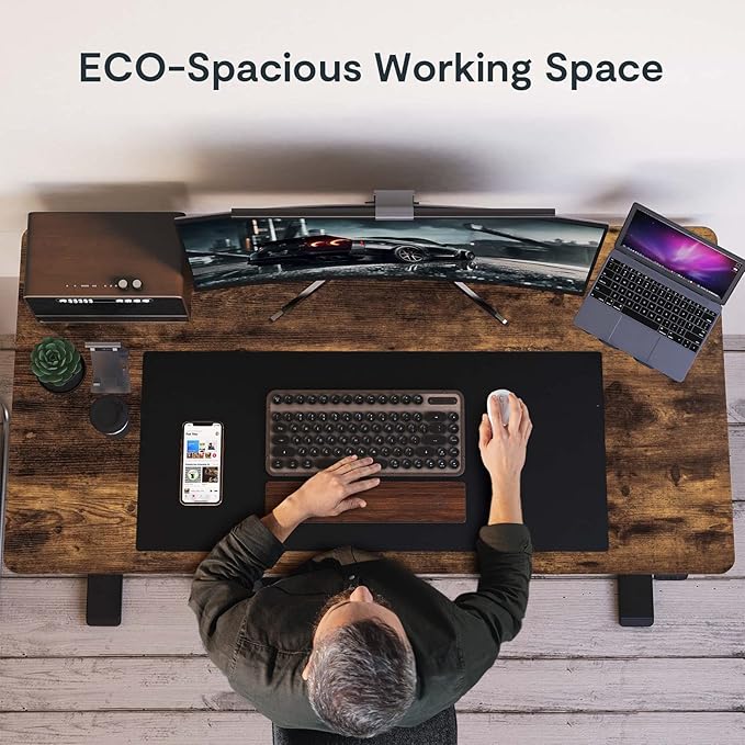 FLEXISPOT Electric Height Adjustable Standing Desk Heavy Duty Steel Stand Up Desk Frame w/Memory Controller (Black Frame + 48 in Rustic Top 2 Packages, 2 Packages)