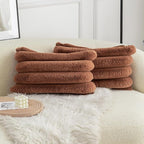 Neelvin Brown Faux Fur Cozy Soft Stripe Decorative Throw Pillow Covers 12x20 inch Set of 2,Velvet Pillowcase Cushion Case for Sofa Couch