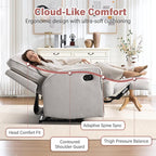 INZOY Manual Recliner with Thicker Backrest, Soft Fabric Manual Recliner with Overstuffed Cushion, Heavy Duty Reclining Sofa for Living Room Bedroom Apartment, Beige