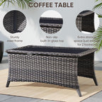 Swivel Patio Chairs sofa Set of 8 with 6" Thick Cushion - Wicker Outdoor Swivel Rocker Patio Chair ,Sofa/Glass coffee table, High Back Comfortable Outdoor Glider Chairs - Gery Wicker | Gery Cushions