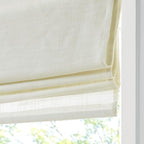 Madison Park Kyler Cordless Roman Shades - Single Panel, Lightweight Linen Blend Fabric, Natural Design, Easy Installation, Light Filtering Window Blind, Bedroom, Living Room Decor 31"W x 64"L Ivory