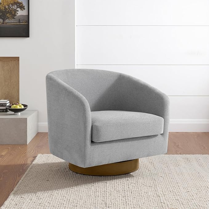 Lumibee Swivel Accent Chair, Chenille Fabric Swivel Barrel Chair for Living Room, Modern Comfy Upholstered Round Armchair Single Sofa Chair for Bedroom, Club-Light Grey