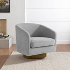 Lumibee Swivel Accent Chair, Chenille Fabric Swivel Barrel Chair for Living Room, Modern Comfy Upholstered Round Armchair Single Sofa Chair for Bedroom, Club-Light Grey