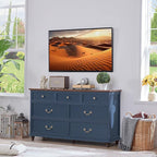 Bedroom Dresser Sets, 54" Wide 7 Drawers Dresser and 45" Tall 5 Drawers Dresser, Wooden 2 Piece Bedroom Furniture Set, Chest of Drawer for Bedroom, Home, Living Room, Hallway, Navy Blue