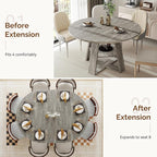 Aivermel 43.3‑59 in Extendable Oval Dining Table for 4‑6, Engineered Wood Round Dining Table with Hidden Extension Storage & Bottom Shelf, Space‑Saving Modern Kitchen Living Room Tables (Vintage Grey)