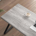 FOLUBAN Modern Desk, Rustic Wood and Metal Computer Desks for Home Office, Simple Study Writing Work Table for Bedroom Living Room, Light Grey, 60 Inch