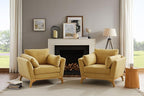 VANOMi Large-Sized Accent Chair, Thick Cushion Bedroom Reading Chair, Comfortable Living Room Single Sofa, Linen Yellow