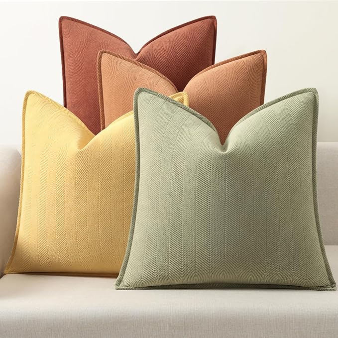 ZWJD Throw Pillow Covers 20x20 Set of 4 Chenille Pillow Covers with Elegant Design Soft and Luxurious Decorative Throw Pillows for Couch, Bed, and Home Decor