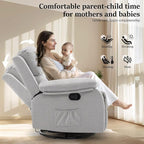 Recliner Chair, 360 Swivel Rocker Chair for Adults, Small Rocking Recliner Chair for Small Spaces, Upholstered Fabric Glider Recliner Nursery with Side Pockets for Nursery, Living Room