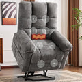 Oversized Power Lift Recliner Chair for Elderly, Electric Lift Chair with Masssage and Heat, Overstuffed Power Recliner for Adults, 3 Positions,USB Ports, Side Pockets,Grey