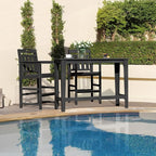 HDPE Outdoor Patio Bar Set with High Top Table and 2 Adirondack Chairs, All-Weather Bar Height Outside Rectangular Pub Furniture for Bistro, Garden, Backyard, Deck | 3-Pieces, Matte Black