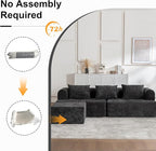 95" Modern Cloud Sectional Sofa Couch, Modular L-Shaped Sofas with Deep Seat and Chaise Ottoman, Chenille Boneless Tufted Couches for Living Room, No Assembly Required, Black