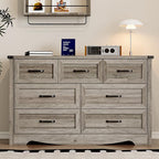 7-Drawer Dresser for Bedroom, Modern Wooden Chest of Drawers with Metal Handles, Anti-Tipping Design, Sturdy and Stable Storage Organizer for Living Room, Entryway, Home Office