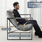 Furnilivng Large Sling Accent Chair Set of 2, Comfortable Boucle Fabric Arm Chair, Upholstered Cozy Reading Chair for Living Room, Bedroom, Dressing Room, Home Office, Grey