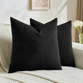 FUTEI Black Decorative Throw Pillow Covers 22x22 Inch Set of 2,Soft Cozy Wheat Ear Striped Patterns Cushion Cases,Modern Home Decor for Couch Bed Living Room