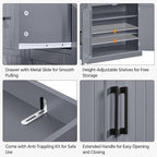 Yaheetech Kitchen Pantry Storage Cabinet with Drawer, 72.5" H Cupboard Pantry Cabinets with Adjustable Shelves and Barn Doors for Dining Room/Living Room, Dark Gray
