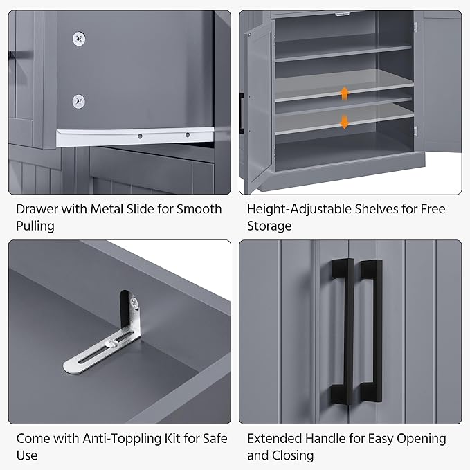 Yaheetech Kitchen Pantry Storage Cabinet with Drawer, 72.5" H Cupboard Pantry Cabinets with Adjustable Shelves and Barn Doors for Dining Room/Living Room, Dark Gray