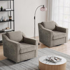 UIXE Swivel Accent Chairs Set of 2, Chenille Upholstered Arm Chair for Living Room, Modern Club Armchair Comfy Single Sofa Bedroom Reading Seat with Lumbar Pillow - Sand