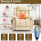 Dual Motor Large Power Lift Recliner Chair for Elderly with Heat and Massage,Lay Flat Lift Chairs Recliners for Seniors Infinite Position,USB Ports&Remote, Leather (Beige, Large)