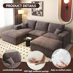 107'' U-Shaped Modern Modular Sectional Cloud Couch Whit Ottoman, 4-Seat Chenille Deep-Seat Sofa with Pillow for Living Room, Bedroom, Apartment, Camel