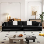135" Modular Sectional Couch, 4-Seater with Throw Pillows Modern Teddy Fabric Foam Boneless Sofa for Living Room, Oversized with Deep Seat, No Assembly Required,Black