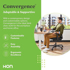 HON Convergence Ergonomic Office Chair, Breathable Back Support Mesh, Adjustable Arms, Computer Chair with Lumbar Support, Rolling Swivel Wheels, Comfortable Synchro-Tilt Recline, Fabric, Indigo