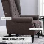 HOMCOM Mid-Century Modern Accent Chair, High Wingback Chair, Button-Tufted Upholstered Fabric Armchair with Retro Wood Legs for Living Room, Bedroom, Dark Brown