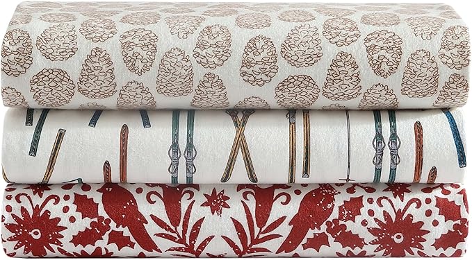 Eddie Bauer - Twin Sheets, Cotton Flannel Bedding Set, Brushed For Extra Softness, Cozy Home Decor (Ski Line White, Twin)