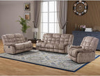 CANMOV Manual Recliner Chair, Single Reclining Sofa with Overstuffed Backrest and Armrest for Living Room, Bedroom Furniture, Light Brown