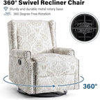 Lumibee Recliner Chairs Set of 2, 360° Swivel Rocker Recliner Chair with Footrest High Back, Comfy Upholstered Glider Rocking Chair for Living Room Bedroom (Beige)