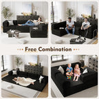 108" L Shaped Couch, Modular Sectional Sofa with Chaise, Cloud Boneless Couch with Deep Seat & Removable Pillow for Living Room, Bedroom,No Assembly Required（Black）