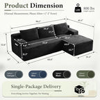 96''Sectional Couches for Living Room,Modern Modular Sectional Sofa,Upholstered Boneless Couch with Pockets,Comfy Cloud Couch with L Shaped Chaise(Black, 96''W Right Facing Chaise)