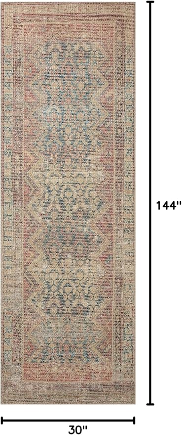 Loloi Angela Rose Aubrey Collection AUB-03 Ocean/Spice 2'-6" x 12'-0", .19" Pile Height, Runner Rug