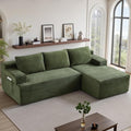 96''Sectional Couches for Living Room,Modern Modular Sectional Sofa,Upholstered Boneless Couch with Pockets,Comfy Cloud Couch with L Shaped Chaise(Green, 96''W Right Facing Chaise)